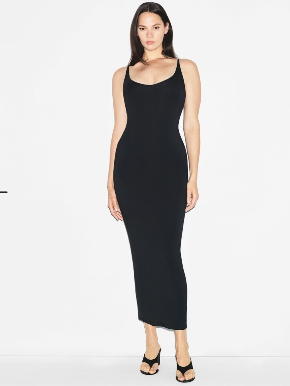 Skims Smooth Layers Scoop Neck Long Dress in Obsidian, Size XL